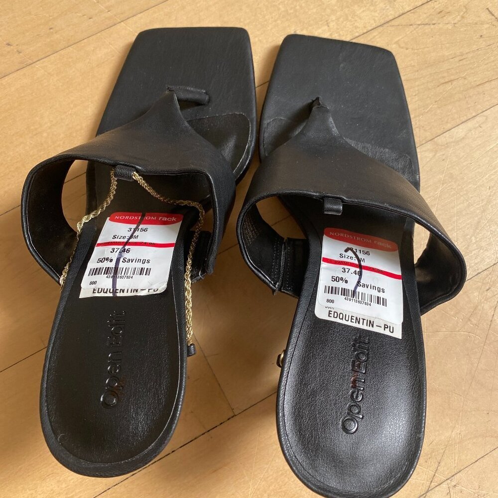 Open Edit Thong "quentin" Sandals heels women sz 9 Flaw - missing chain